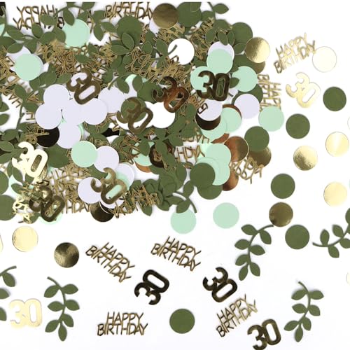 Konfetti HAPPY BIRTHDAY,400 Stück Konfetti Geburtstag Gold Grün Streudeko Deko Goldene Confetti Tischdeko für Frau Mann Geburtstag Party (30 Geburtstag) von SUPRROW