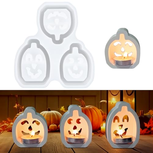 Silikonformen Gießformen Herbst Kürbis 3 Stück Silikonform Herbst Gießformen Silikon Halloween, 3D Gipsformen Herbst Für DIY Kürbis Halloween Dekoration von SUPRROW