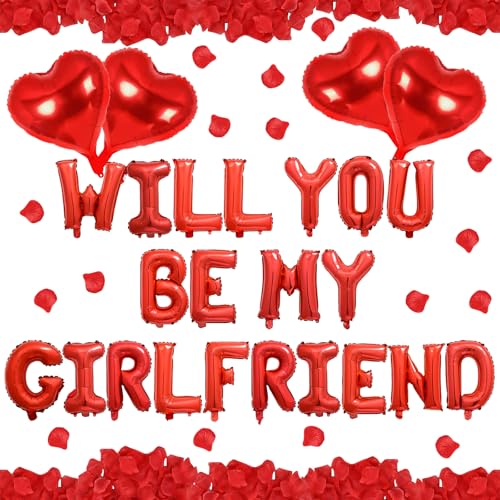 Valentinstag-Dekorationsset, "Will You Be My Girlfriend", 500 Stück, rote Rosenblätter und Herzförmige Luftballons für Valentinstag, Party, Hochzeit, Jahrestag, Verlobung, Dekoration Valentinstag-Dekorationsset, "Will You Be My Girlfriend", 500 Stück, rote Rosenblätter und Herzförmige Luftballons für Valentinstag, Party, Hochzeit, Jahrestag, Verlobung, Dekoration von SUPRROW