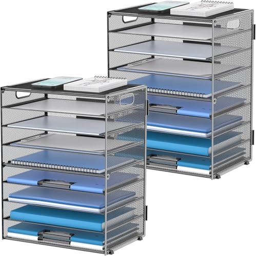 SUPTIDY 9-stöckiges Papier-Briefablage, Schreibtisch-Organizer mit Griffen, Netz-Aktenhalter, Organisation, Schwarz, 2 Stück SUPTIDY 9-stöckiges Papier-Briefablage, Schreibtisch-Organizer mit Griffen, Netz-Aktenhalter, Organisation, Schwarz, 2 Stück von SUPTIDY