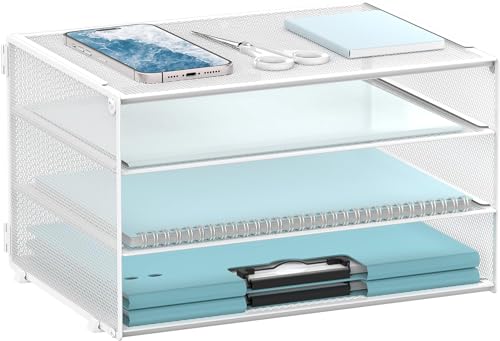 SUPTIDY Briefablage mit 3 Ebenen, Papier-Organizer, Netz-Metall, Schreibtisch-Organizer für Zuhause und Büro, Weiß SUPTIDY Briefablage mit 3 Ebenen, Papier-Organizer, Netz-Metall, Schreibtisch-Organizer für Zuhause und Büro, Weiß von SUPTIDY