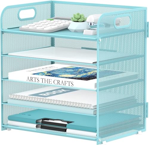 SUPTIDY Papier-Organizer mit Griff mit 5 Fächern, Netzstoff, Schreibtisch-Ordner, Brief-Organizer, schwarzer Papiersortierer für Büro, Zuhause oder Schule, Blau SUPTIDY Papier-Organizer mit Griff mit 5 Fächern, Netzstoff, Schreibtisch-Ordner, Brief-Organizer, schwarzer Papiersortierer für Büro, Zuhause oder Schule, Blau von SUPTIDY