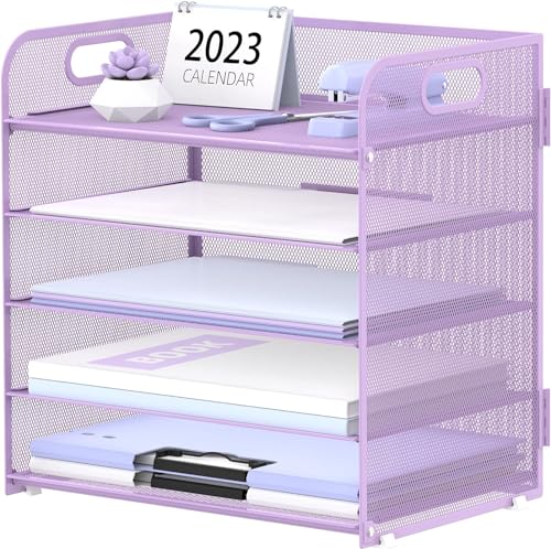 SUPTIDY Papier-Organizer mit Griff mit 5 Fächern, Netzstoff, Schreibtisch-Ordner, Brief-Organizer, schwarzer Papiersortierer für Büro, Zuhause oder Schule, Lila SUPTIDY Papier-Organizer mit Griff mit 5 Fächern, Netzstoff, Schreibtisch-Ordner, Brief-Organizer, schwarzer Papiersortierer für Büro, Zuhause oder Schule, Lila von SUPTIDY