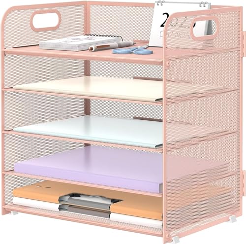 SUPTIDY Papier-Organizer mit Griff mit 5 Fächern, Netzstoff, Schreibtisch-Ordner, Brief-Organizer, schwarzer Papiersortierer für Büro, Zuhause oder Schule, Rosa SUPTIDY Papier-Organizer mit Griff mit 5 Fächern, Netzstoff, Schreibtisch-Ordner, Brief-Organizer, schwarzer Papiersortierer für Büro, Zuhause oder Schule, Rosa von SUPTIDY