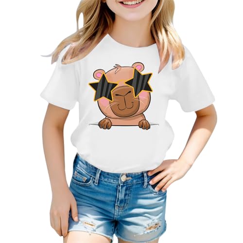 SUPTTING Damen T-Shirt Lustig Weicher Stoff Graphic Tee Rundhalsausschnitt, Kurzarm Sommeroberteil Niedlich Cartoon, Elch-Motiv Statement-Print Top Sommer Regular Fit für Freizeitpark von SUPTTING