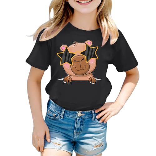 SUPTTING Damen T-Shirt Lustig Weicher Stoff Graphic Tee Rundhalsausschnitt, Kurzarm Sommeroberteil Niedlich Cartoon, Elch-Motiv Statement-Print Top Sommer Regular Fit für Freizeitpark von SUPTTING