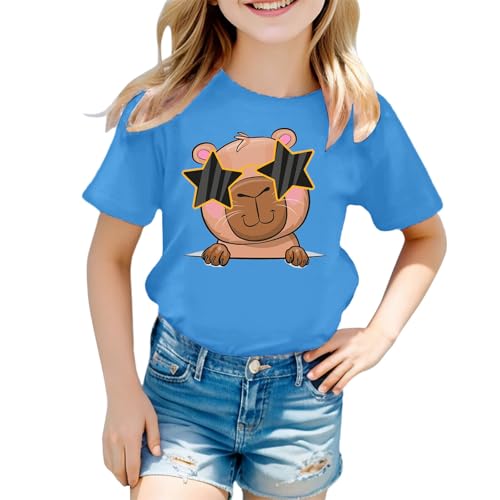 SUPTTING Damen T-Shirt Lustig Weicher Stoff Graphic Tee Rundhalsausschnitt, Kurzarm Sommeroberteil Niedlich Cartoon, Elch-Motiv Statement-Print Top Sommer Regular Fit für Freizeitpark von SUPTTING