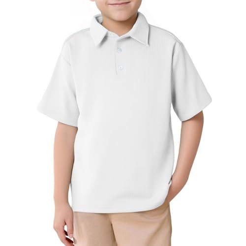 SUPTTING Jungen Poloshirt Kurzarm Strukturierter Stoff Kinder Polohemd Knopfleiste Schuluniform Bequem Leicht Sommer T-Shirt Elegant Freizeitshirt Kinderkleidung für Schule Urlaub Freizeit Sport von SUPTTING