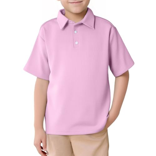 SUPTTING Jungen Poloshirt Kurzarm Strukturierter Stoff Kinder Polohemd Knopfleiste Schuluniform Bequem Leicht Sommer T-Shirt Elegant Freizeitshirt Kinderkleidung für Schule Urlaub Freizeit Sport von SUPTTING