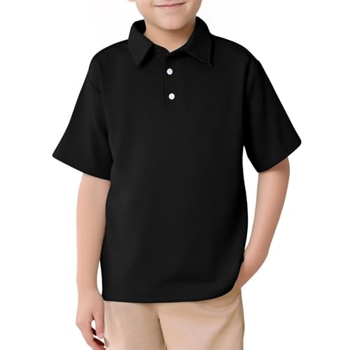 SUPTTING Jungen Poloshirt Kurzarm Strukturierter Stoff Kinder Polohemd Knopfleiste Schuluniform Bequem Leicht Sommer T-Shirt Elegant Freizeitshirt Kinderkleidung für Schule Urlaub Freizeit Sport von SUPTTING