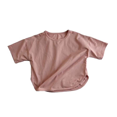 SUPTTING Kinder T-Shirt Einfarbiges Kurzarm Oberteil Locker Sitzend Leichter Stoff Mädchen Freizeitshirt Sommerhemd Strandshirt Urlaubsshirt Bequemes Stoffshirt Oberteil Top Basic von SUPTTING