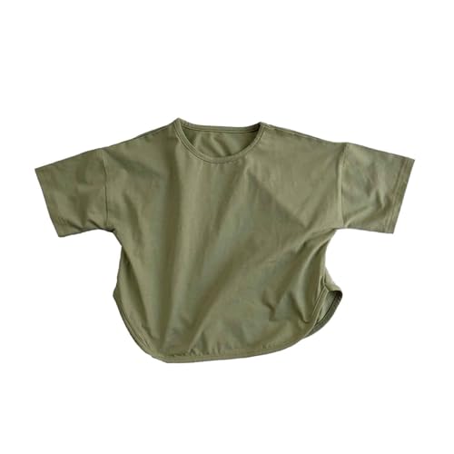 SUPTTING Kinder T-Shirt Einfarbiges Kurzarm Oberteil Locker Sitzend Leichter Stoff Mädchen Freizeitshirt Sommerhemd Strandshirt Urlaubsshirt Bequemes Stoffshirt Oberteil Top Basic von SUPTTING