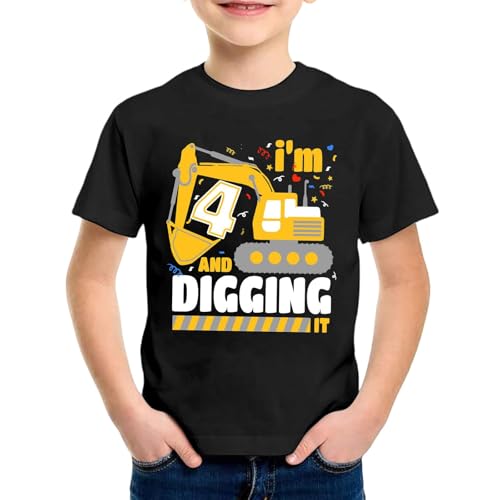 SUPTTING Kinder T-Shirt I'M 4 AND DIGGING IT Aufdruck Bagger Nummer 4 Rundhals Kurzarm Oberteil Jungen Freizeitshirt Shirt Jahre Geburtstagsgeschenk Outfit Stoff Sommer Top Baustelle Thema SUPTTING Kinder T-Shirt I'M 4 AND DIGGING IT Aufdruck Bagger Nummer 4 Rundhals Kurzarm Oberteil Jungen Freizeitshirt Shirt Jahre Geburtstagsgeschenk Outfit Stoff Sommer Top Baustelle Thema von SUPTTING
