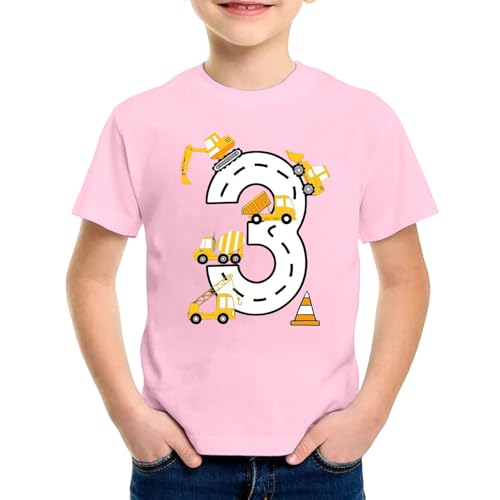 SUPTTING Kinder T-Shirt Nummer 3 Straßen Bagger Betonmischer Kran Verkehrskegel Rundhals Kurzarm Oberteil Jungen Freizeitshirt Shirt 3 Jahre Geburtstagsgeschenk Outfit Stoff Top Baustelle SUPTTING Kinder T-Shirt Nummer 3 Straßen Bagger Betonmischer Kran Verkehrskegel Rundhals Kurzarm Oberteil Jungen Freizeitshirt Shirt 3 Jahre Geburtstagsgeschenk Outfit Stoff Top Baustelle von SUPTTING