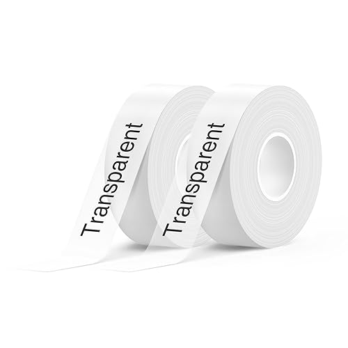 SUPVAN Thermo-Etikettenband, E10 Etiketten Papier, Endlos-Etikettenband 15 mm x 6 m, wasserfeste Etiketten geeignet für Haus, Büro, Schule (Transparent) 2 Pack von SUPVAN