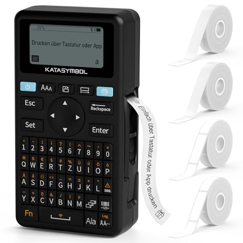 SUPVAN E11 Etikettendrucker Pack (2 Rollen Endlos- und 2 Rollen gestanzte Etiketten), Geeignet für Schule, Büro & Zuhause, schwarz von SUPVAN