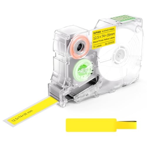 SUPVAN G15M Kabel Etikettenband, Thermo-Mehrzweck-Etiketten für Heim, Schule, Büro, 12.5 mm x (74 mm + 35 mm), 70 Etiketten/Rolle(Weiß) von SUPVAN