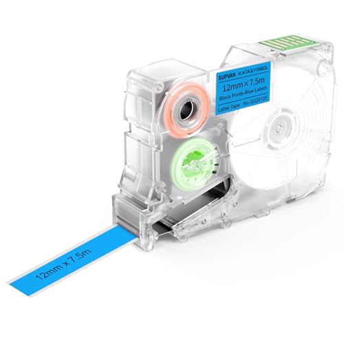 SUPVAN G15M Kontinuierliches Etikettenband, Thermo-Mehrzweck-Etiketten für Heim, Schule, Büro, 12 mm x 7.5 m(Blau) von SUPVAN