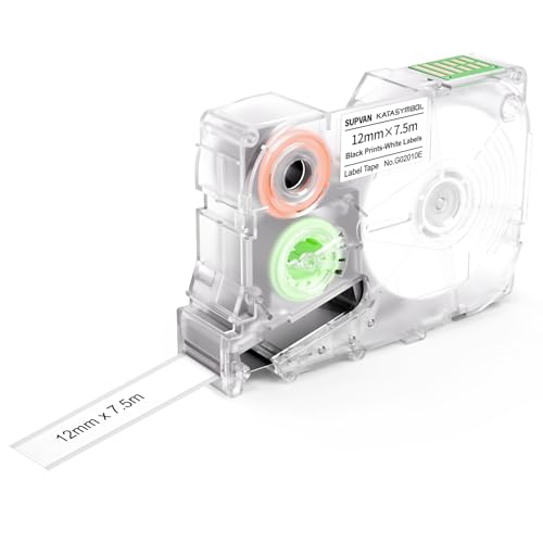 SUPVAN G15M Kontinuierliches Etikettenband, Thermo-Mehrzweck-Etiketten für Heim, Schule, Büro, 12 mm x 7.5 m(Weiß) von SUPVAN