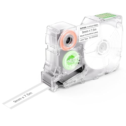 SUPVAN G15M Kontinuierliches Etikettenband, Thermo-Mehrzweck-Etiketten für Heim, Schule, Büro, 9 mm x 7.5 m(Weiß) von SUPVAN