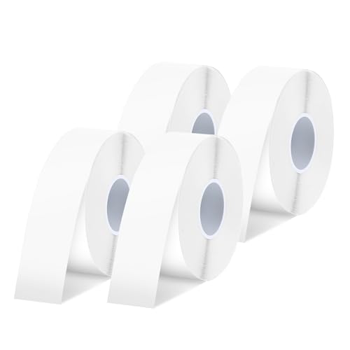 SUPVAN Thermo-Etikettenband, E10/16 Etiketten Papier, Endlos-Etikettenband 15 mm x 6 m, wasserfeste Etiketten geeignet für Haus, Büro, Schule (Weiß) 4 Pack von SUPVAN