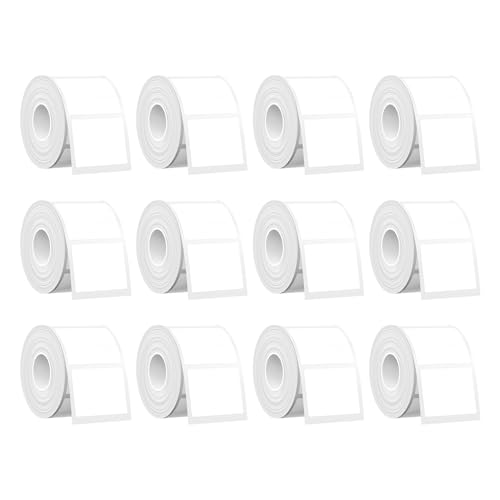 SUPVAN KATASYMBOL T50M Pro/Plus Etikettenband Papier, Wasserfeste Etikettenfür Heim, Schule, Büro, 40 mm x 30 mm, 250 Etiketten/Rolle, Schwarz auf Weiß, 12 Rollen von SUPVAN
