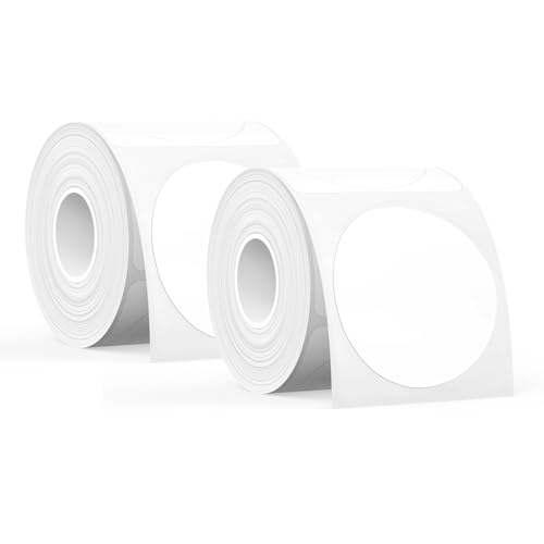 SUPVAN KATASYMBOL T50M Pro/Plus Etikettenband Papier, Wasserfeste Etikettenfür Heim, Schule, Büro, φ50mm, 150 Etiketten/Rolle, Schwarz auf Weiß, 2 Rollen von SUPVAN