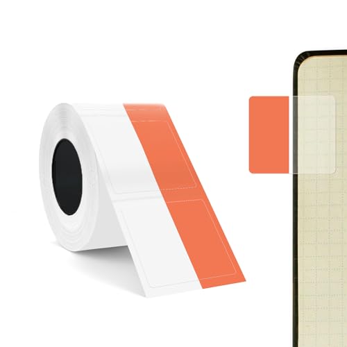 SUPVAN KATASYMBOL T50M Pro Etikettenband Papier, Wasserfeste Etikettenfür Heim, Schule, Büro, 25 mm * 13 mm + 15, 100 Etiketten/Rolle(Orange) von SUPVAN