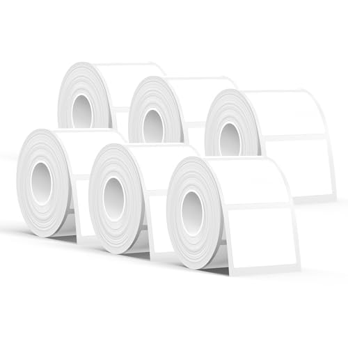 SUPVAN KATASYMBOL T50M Pro Etikettenband Papier, Wasserfeste Etikettenfür Heim, Schule, Büro, 40 mm x 30 mm, 250 Etiketten/Rolle(Weiß) 6 Pack von SUPVAN