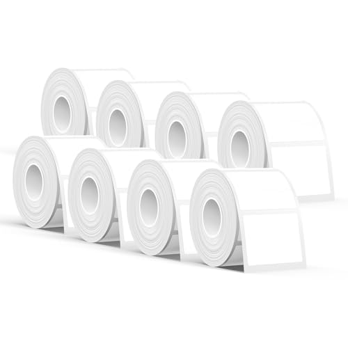 SUPVAN KATASYMBOL T50M Pro Etikettenband Papier, Wasserfeste Etikettenfür Heim, Schule, Büro, 40 mm x 30 mm, 250 Etiketten/Rolle(Weiß) 8 Pack von SUPVAN