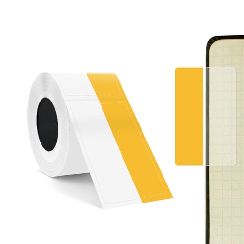 SUPVAN KATASYMBOL T50M Pro Etikettenband Papier, Wasserfeste Etikettenfür Heim, Schule, Büro, 45 mm * 13 mm + 15, 60 Etiketten/Rolle(Gelb) von SUPVAN