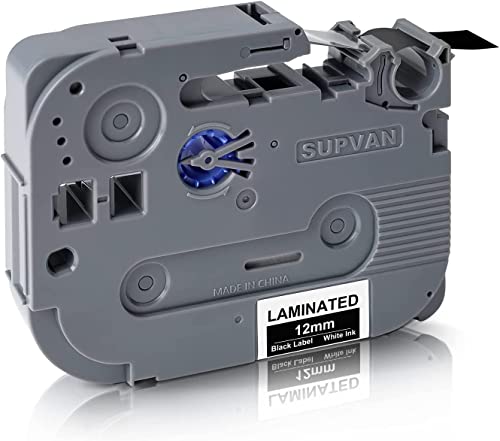 SUPVAN Kompatibles Etikettenband Ersatz für LP5120M laminierte Bänder mit Chip Etikettenkartusche Etikettiermaschine Papier(12 mm x 4 m) Schwarz von SUPVAN