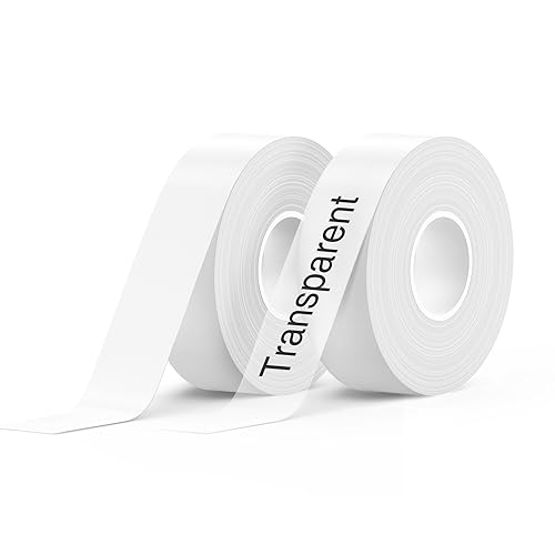 SUPVAN Thermo-Etikettenband, E10/16 Etiketten Papier, Endlos-Etikettenband 15 mm x 6 m, wasserfeste Etiketten geeignet für Haus, Büro, Schule (Weiß+Transparent) von SUPVAN