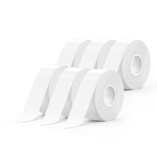 SUPVAN Thermo-Etikettenband, E10/16 Etiketten Papier, Endlos-Etikettenband 15 mm x 6 m, wasserfeste Etiketten geeignet für Haus, Büro, Schule (Weiß) 6 Pack von SUPVAN