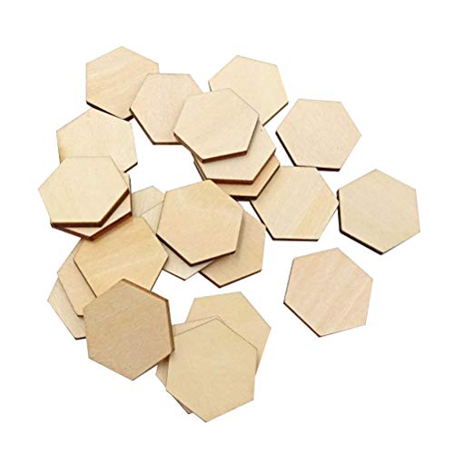 SUPVOX Holzscheiben aus Holz Basteln 3 cm Form Hexagon Tischplatte für Hochzeit 100 Stück von SUPVOX
