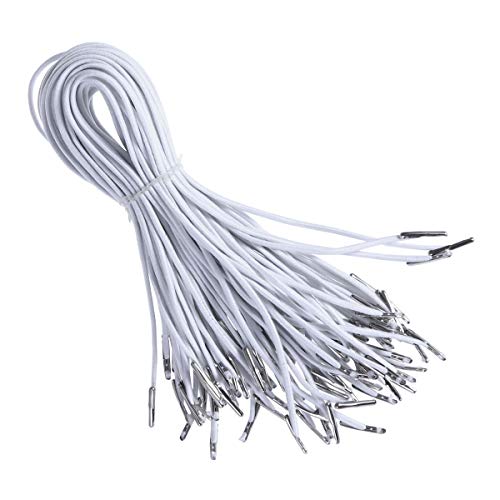 SUPVOX Widerhaken Cords Elastische Schleife Stretch String mit Metall Widerhaken für Maske Machen Buchbinden Crafting 50 Stück (Weiß) von Supvox