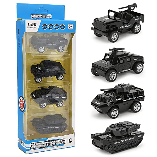 SUPYINI 1/60 High Simulation Rückenback -Legierungsauto -Model -Spielzeugkollektion für, Einfach zu Bedienen, mit Glattem Material aus Hochwertigem Material (D Modell Huili Polizeiauto) von SUPYINI