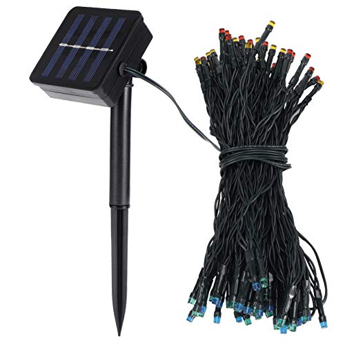 SUPYINI 100LED Solar Sader Lichter mit IP67, Dekorative Lampe für Garten Im Freien Innenhof, Eingebaute 600-mAh-wiederaufladbare Batterien (Farbenfrohes Licht) von SUPYINI