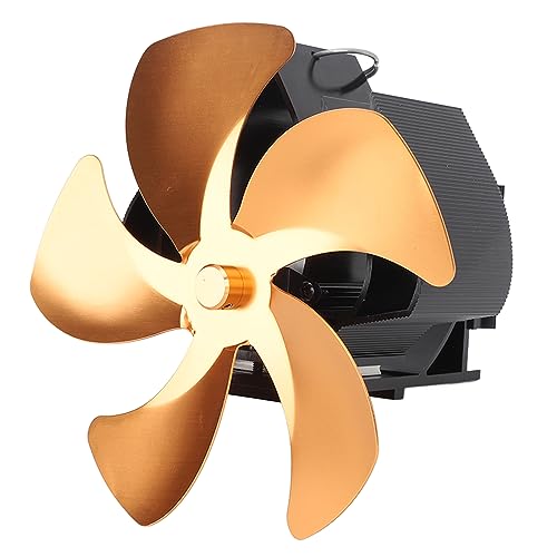 SUPYINI 5 Wärmeantriebsofenlüfter, Aluminiumlegierung, Geräuschloser Wandhänge -Kaminventilator für Holzofen, Kerosinofen, mit Stabilem Luftstrom, Benutzerfreundlicher Betrieb (Gold) von SUPYINI