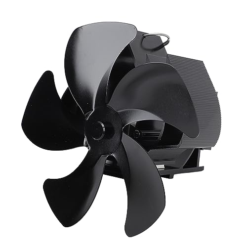 SUPYINI 5 Wärmeantriebsofenlüfter, Aluminiumlegierung, Geräuschloser Wandhänge -Kaminventilator für Holzofen, Kerosinofen, mit Stabilem Luftstrom, Benutzerfreundlicher Betrieb (Schwarz) von SUPYINI