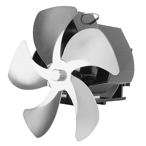 SUPYINI 5 Wärmeantriebsofenlüfter, Aluminiumlegierung, Geräuschloser Wandhänge -Kaminventilator für Holzofen, Kerosinofen, mit Stabilem Luftstrom, Benutzerfreundlicher Betrieb (Silber) von SUPYINI