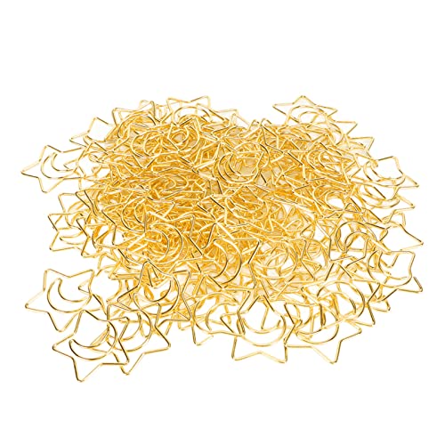 SUPYINI Büroklammern, 100 Stück, Leichte und Exquisite Kleine stern- und Mondförmige Büroklammern für den Täglichen Gebrauch (Gold) von SUPYINI