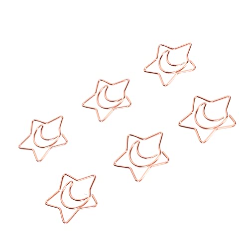 SUPYINI Büroklammern, 100 Stück, Leichte und Exquisite Kleine stern- und Mondförmige Büroklammern für den Täglichen Gebrauch (Roségold) von SUPYINI