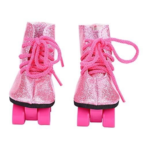 SUPYINI Mode Puppenwalzen -Skate -Schuhe für 18 -Zoll -Babypuppen, Leichte, Exquisites Erscheinungsbild, Geeignet für Puppen, Schönes Accessoire (Rosa) von SUPYINI