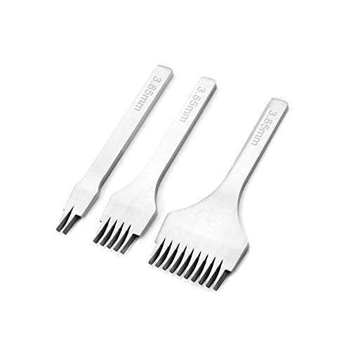 Stanzzinken-Werkzeug, Zinkenstanzloch, Weißes Stahl-Stanzzinken-Werkzeugset, Schnürnahtmeißel-Set Lederhandwerk (Steigung 3,85 mm) von SUPYINI