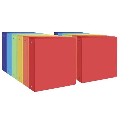 2,5 cm 3-Ringbuch mit 2 Innentaschen, 2,5 cm (1 Zoll), Basisordner für US-Briefgröße 21,6 x 27,9 cm, für Büro/Zuhause/Schulanfang, 12 Stück (verschiedene Farben) von SUQJOY
