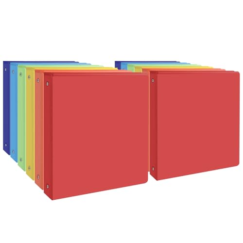 Ringbuch mit 3 Ringen, 1,3 cm, 12 Stück, 1,27 cm runde Ringbücher, Ordner mit 2 Innentaschen, Klarsichtdeckel, Ordner für 21,6 x 27,9 cm Papier für Büro/Zuhause/Schule, 12 Stück (verschiedene Farben) Ringbuch mit 3 Ringen, 1,3 cm, 12 Stück, 1,27 cm runde Ringbücher, Ordner mit 2 Innentaschen, Klarsichtdeckel, Ordner für 21,6 x 27,9 cm Papier für Büro/Zuhause/Schule, 12 Stück (verschiedene Farben) von SUQJOY