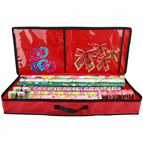 SUREH Lange Geschenkpapier-Aufbewahrungsbehälter Wickelorganizer Geschenkpapier Aufbewahrungstasche unter dem Bett mit transparenten Taschen zur Aufbewahrung mehrerer Rollen Geschenkpapier SUREH Lange Geschenkpapier-Aufbewahrungsbehälter Wickelorganizer Geschenkpapier Aufbewahrungstasche unter dem Bett mit transparenten Taschen zur Aufbewahrung mehrerer Rollen Geschenkpapier von SUREH