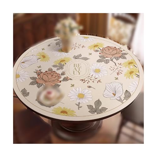 SUREK Wiederverwendbar Leder -Tischdecke Esstisch Tischdecke runde Tischdecke Wiederverwendbare Tischdecke Vintage Blumen -Tischdecke 140 cm/55.1in waschbar SUREK Wiederverwendbar Leder -Tischdecke Esstisch Tischdecke runde Tischdecke Wiederverwendbare Tischdecke Vintage Blumen -Tischdecke 140 cm/55.1in waschbar von SUREK