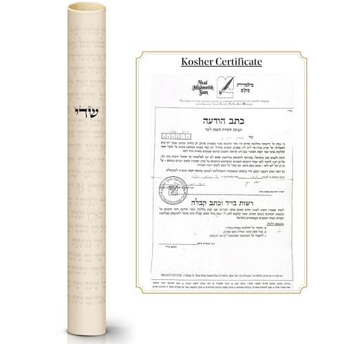 Koschere Mesusa-Schriftrolle, 7 cm, hergestellt in Israel, handgeschrieben von einem zertifizierten jüdischen Rabbi (weicherer Stam), 100 % koscheres Mesusa-Pergamentpapier, Shema-Gebet (passend für von SURI